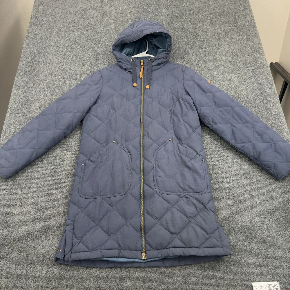 Burton Puffer Jacket Womens Medium Blue Polyester Down Quilted Hooded Outdoor
